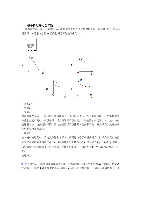 中考物理浮力类问题(大题培优 易错 难题)及答案