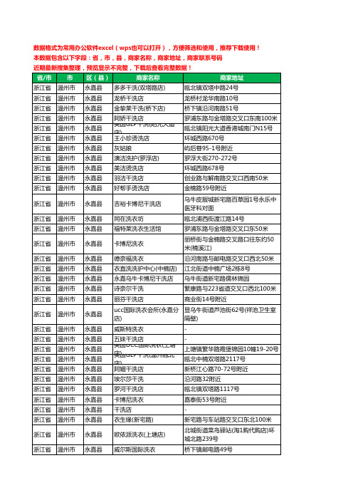 2020新版浙江省温州市永嘉县洗衣店工商企业公司商家名录名单联系电话号码地址大全66家