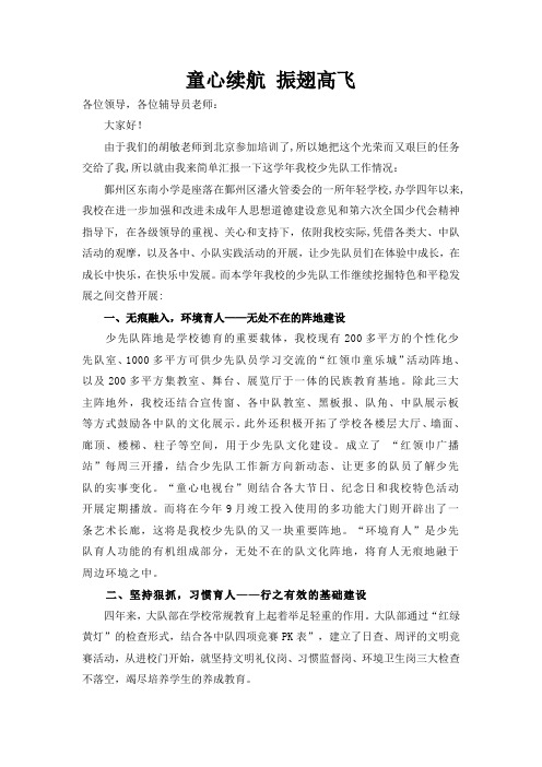 东南小学少先队汇报材料