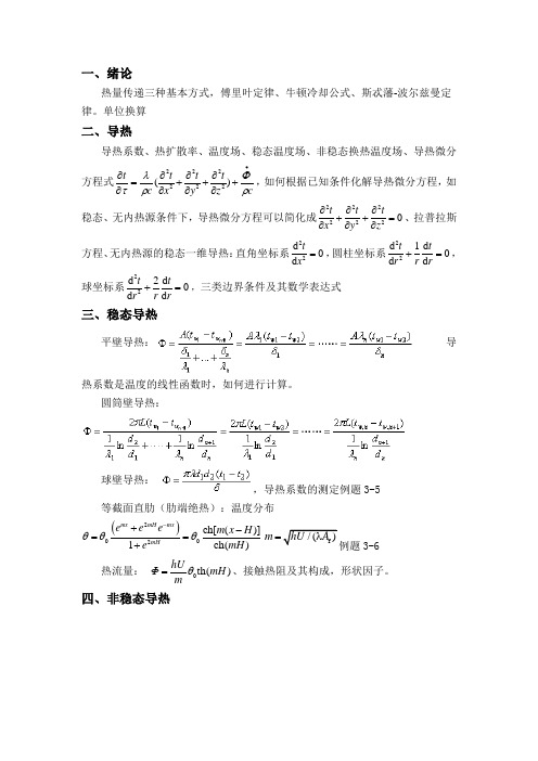 传热传质学复习要点