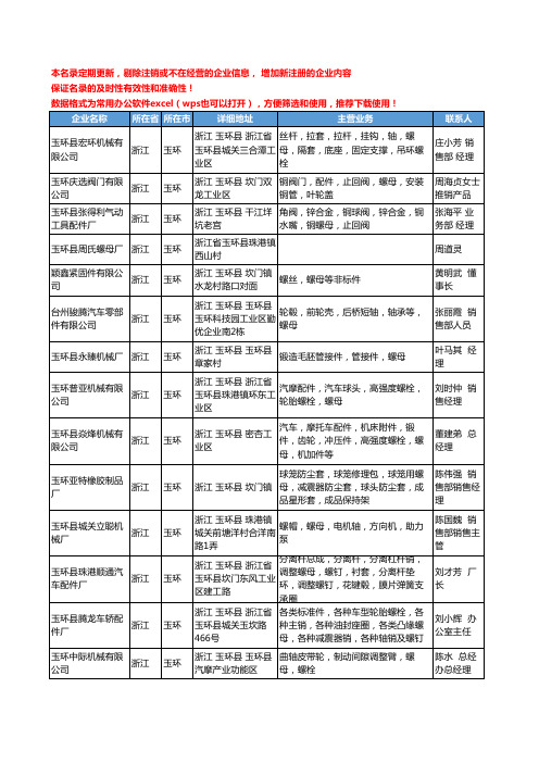 2020新版浙江省玉环螺母工商企业公司名录名单黄页大全55家