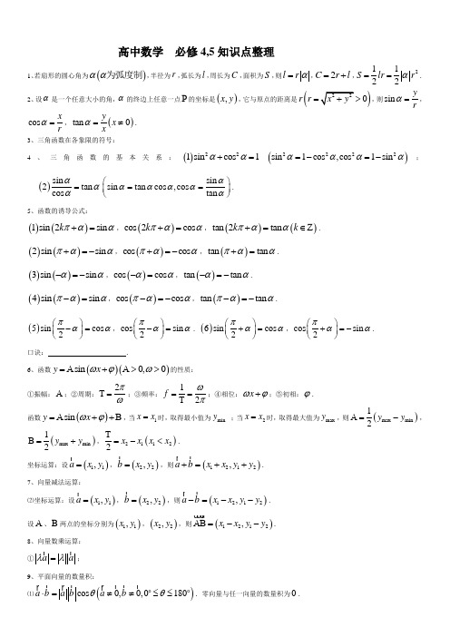 数学必修四4知识点考察