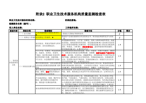 附录2 职业卫生技术服务机构质量监测检查表