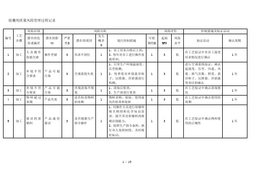 胶囊剂与片剂生产工艺风险评估模板