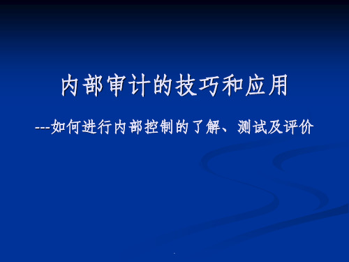 如何进行内部控制的了解、测试及评价