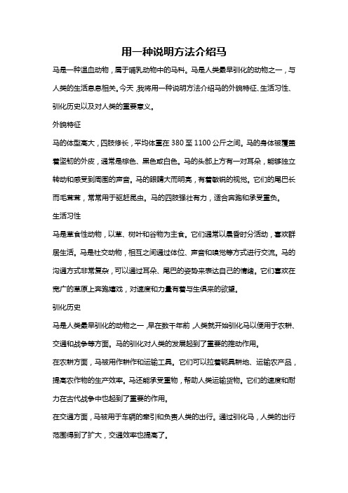 用一种说明方法介绍马