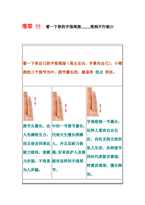 你的手指尾指看出自己的长处和短处哦!