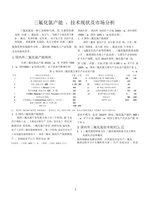 三氟化氮产能、技术现状及市场分析(2020年整理).pptx