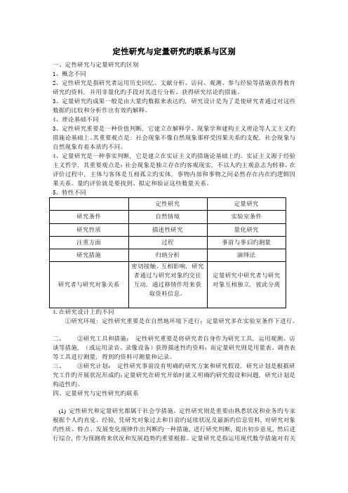 定性研究定量研究联系与区别-