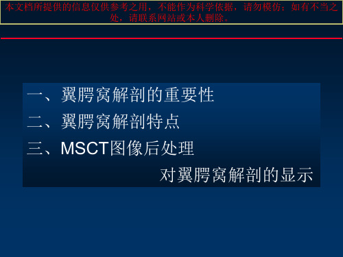 MSCT后处置技术在显示翼腭窝解剖中的作用培训课件