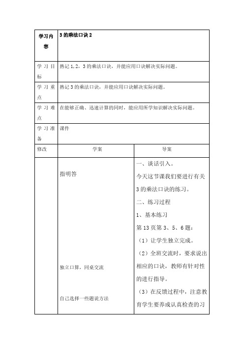 2017-2018年西师版小学数学二年级上册3的乘法口诀2(名校)
