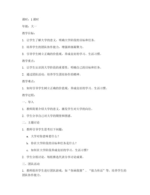 我的青春大学主题班会教案