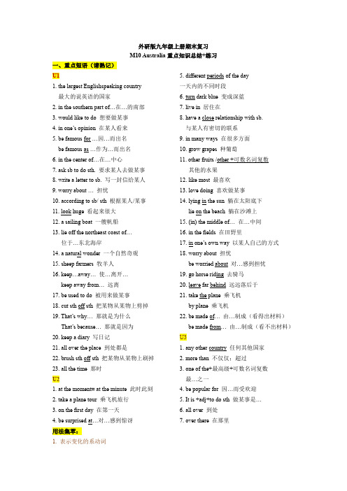 Module10Australia重点知识练习2023-2024学年九年级英语上册