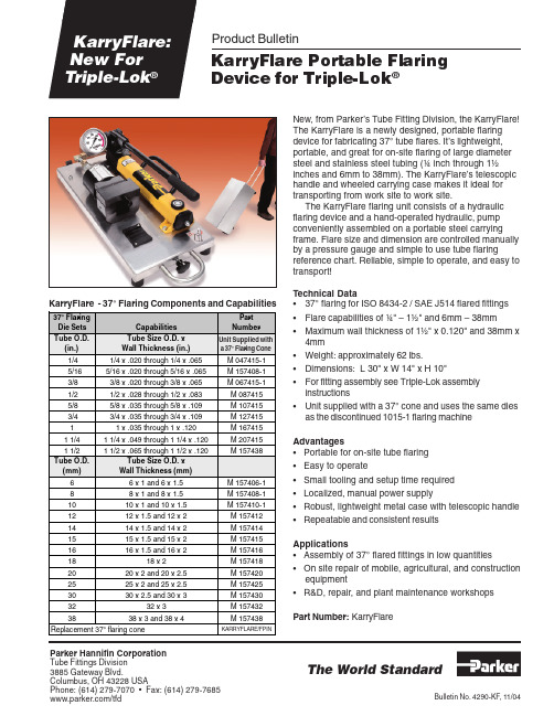 Parker Hannifin 三角式管缝纠缠装置说明书