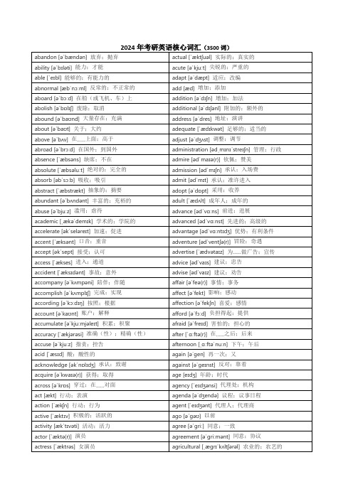 2024年考研英语核心词汇