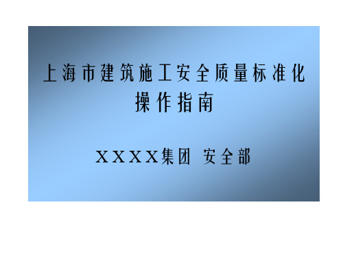 上海市安全质量标准化指南