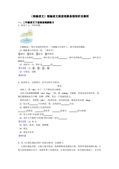 二年级(部编语文)部编语文阅读理解易错剖析含解析