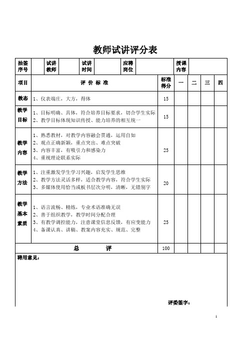 教师试讲评分标准1