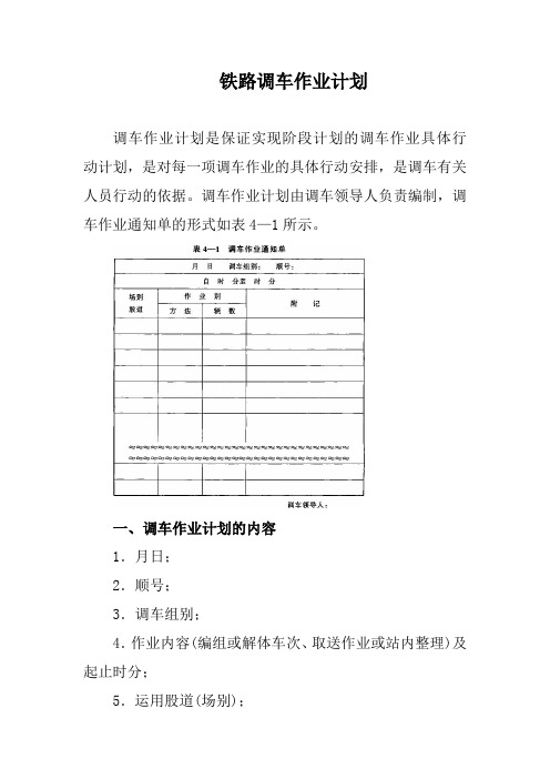 铁路调车作业计划