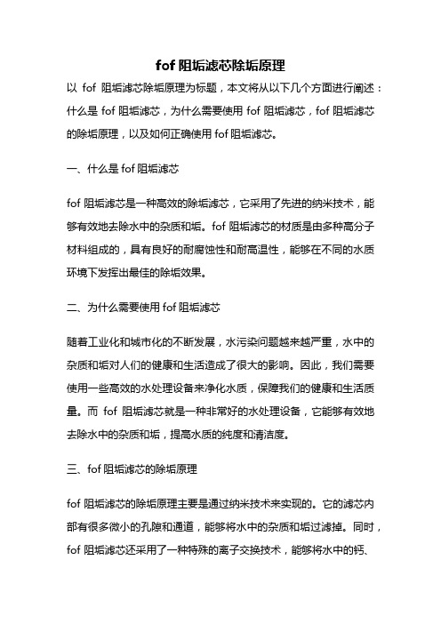 fof阻垢滤芯除垢原理