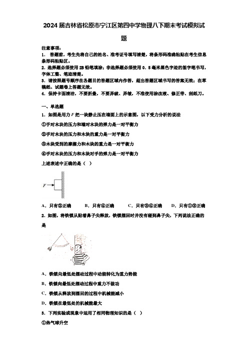 2024届吉林省松原市宁江区第四中学物理八下期末考试模拟试题含解析