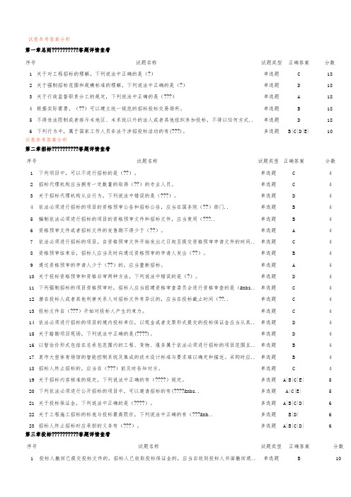 招标师继续教育招标投标条例部分试卷参考答案分析