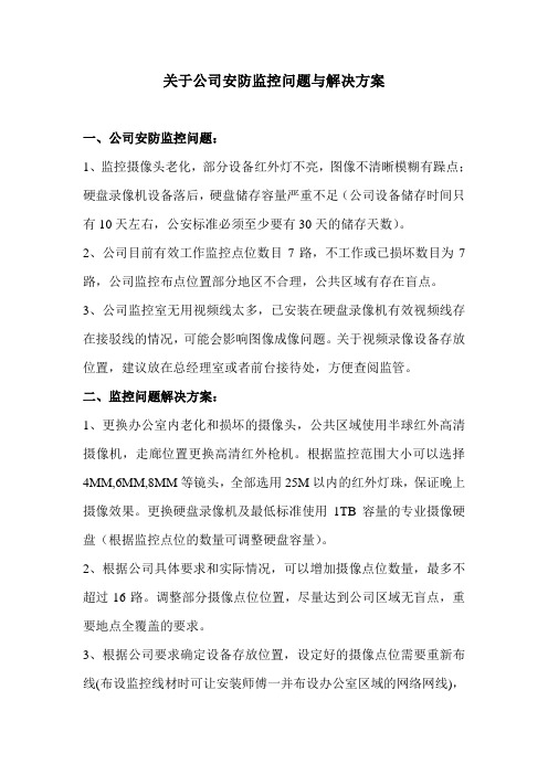 关于公司安防监控问题与解决方案