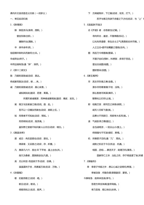 课内外文言实词含义归类