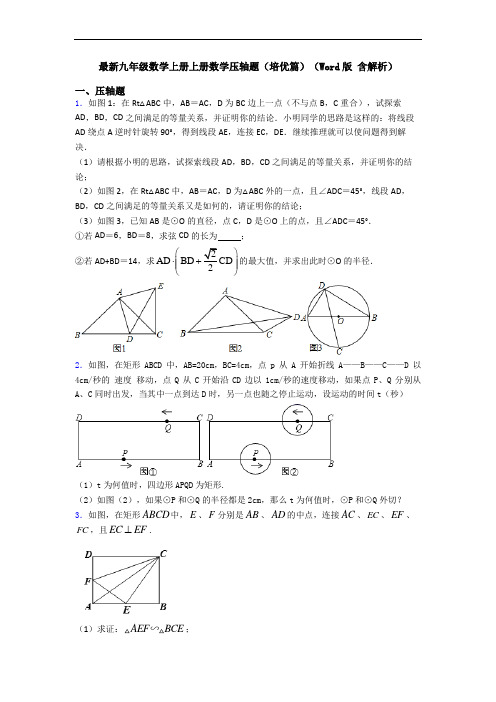 最新九年级数学上册上册数学压轴题(培优篇)(Word版 含解析)