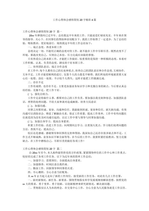 工作心得体会感悟简短20字精彩4篇