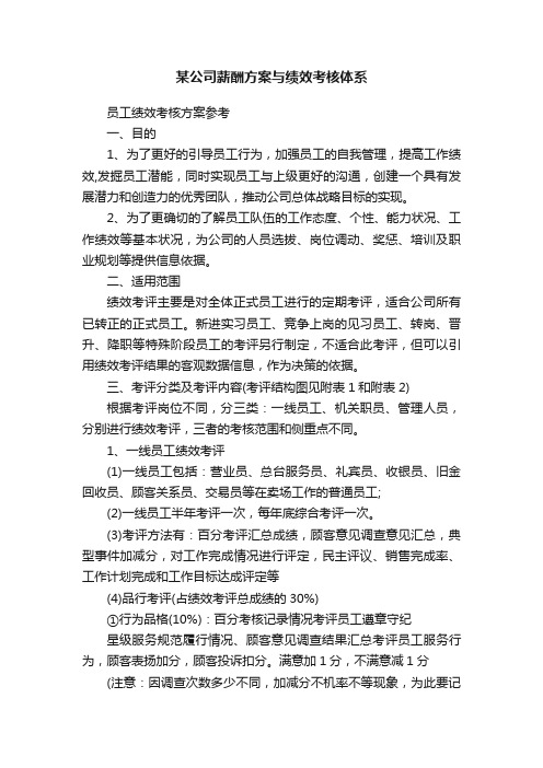 某公司薪酬方案与绩效考核体系