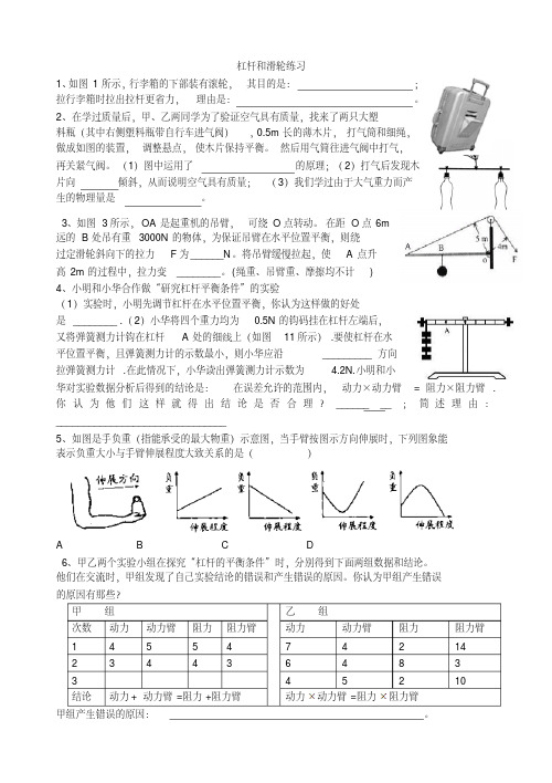 苏科版九年级物理上册杠杆和滑轮练习