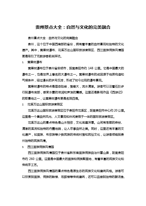 贵州景点大全：自然与文化的完美融合