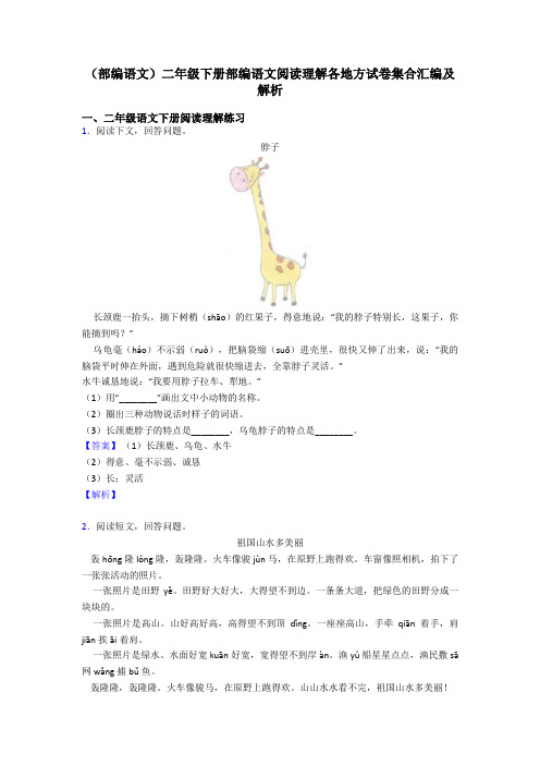 二年级(部编语文)二年级下册部编语文阅读理解各地方试卷集合汇编及解析