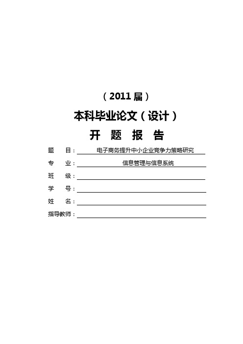 电子商务提升中小企业竞争力策略研究[开题报告]