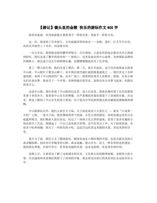 【游记】镜头里的金陵 快乐的游玩作文600字