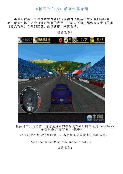 《极品飞车19》系列作品介绍