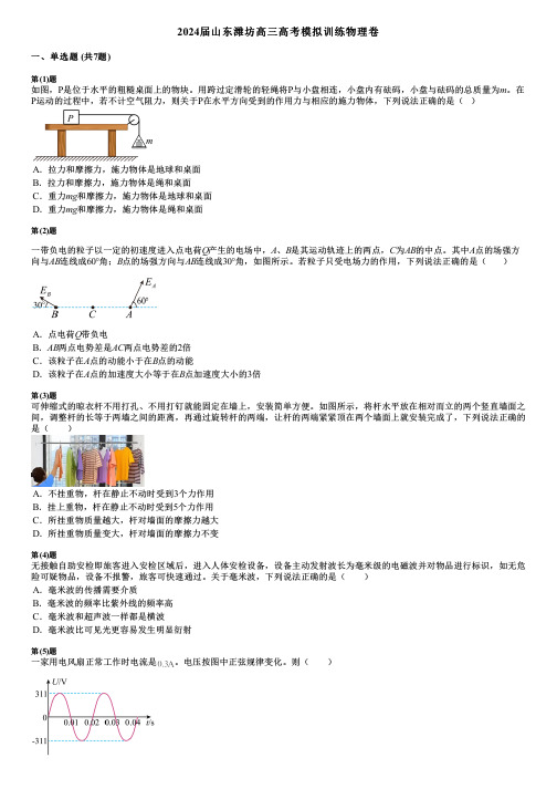 2024届山东潍坊高三高考模拟训练物理卷