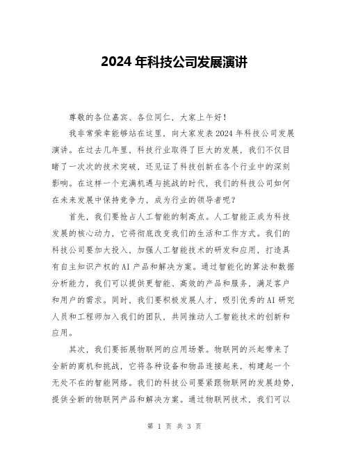 2024年科技公司发展演讲