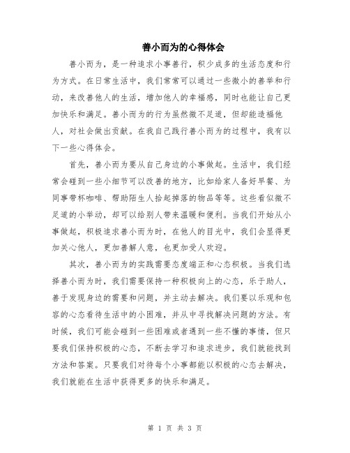 善小而为的心得体会