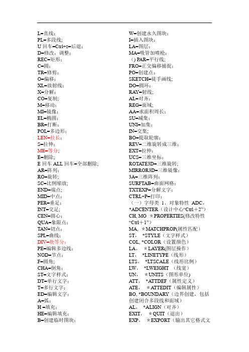 CAD2010快捷键大全