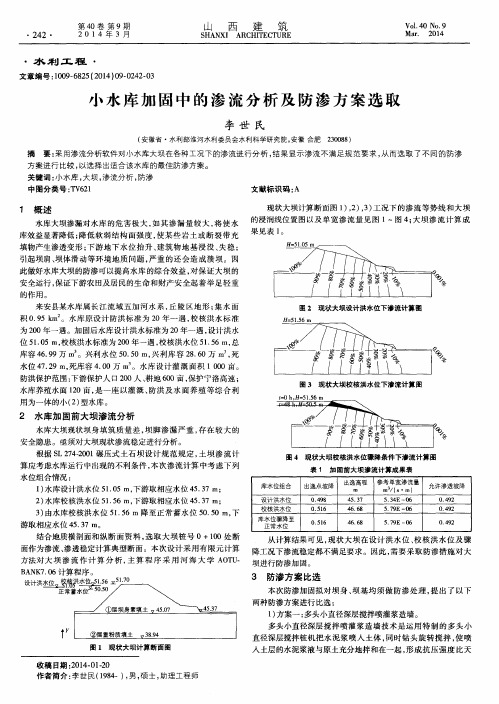 小水库加固中的渗流分析及防渗方案选取