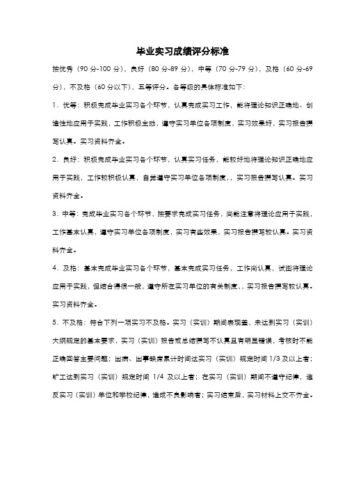 毕业实习成绩评分标准