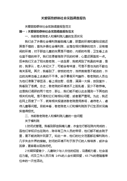 关爱弱势群体社会实践调查报告