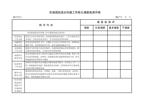 民族团结进步创建工作群众满意度测评表