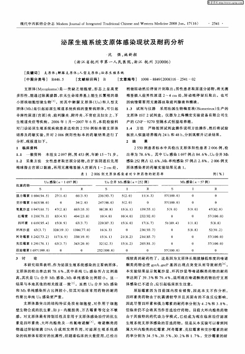 泌尿生殖系统支原体感染现状及耐药分析