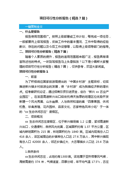 项目可行性分析报告（精选7篇）