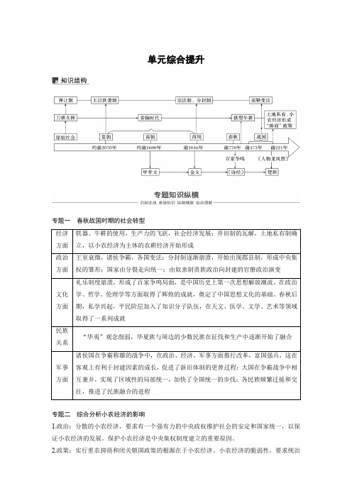 2018届二轮复习  中国古代的政治制度、经济活动及思想文化 教案