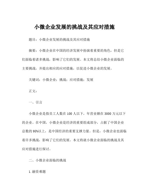 小微企业发展的挑战及其应对措施