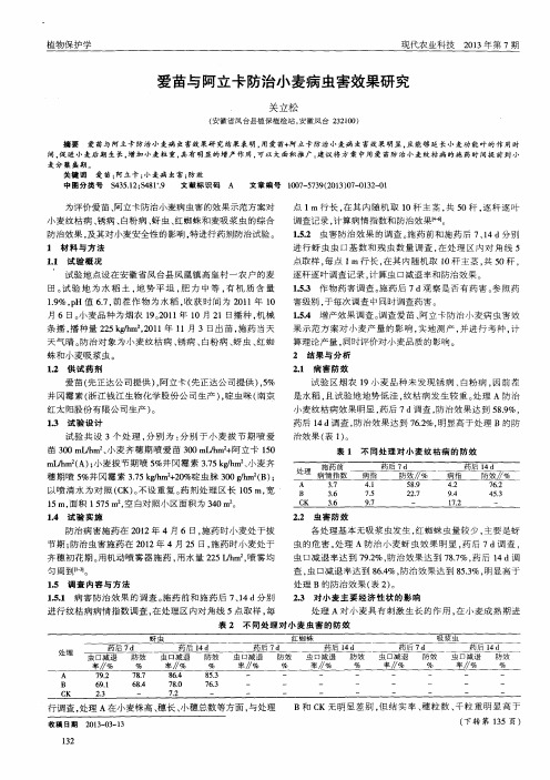 爱苗与阿立卡防治小麦病虫害效果研究